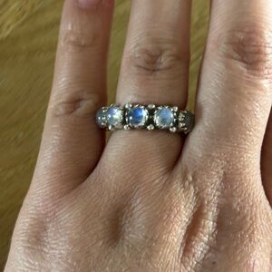 Rainbow Moonstone Eternity Ring Sterling Silver size 8